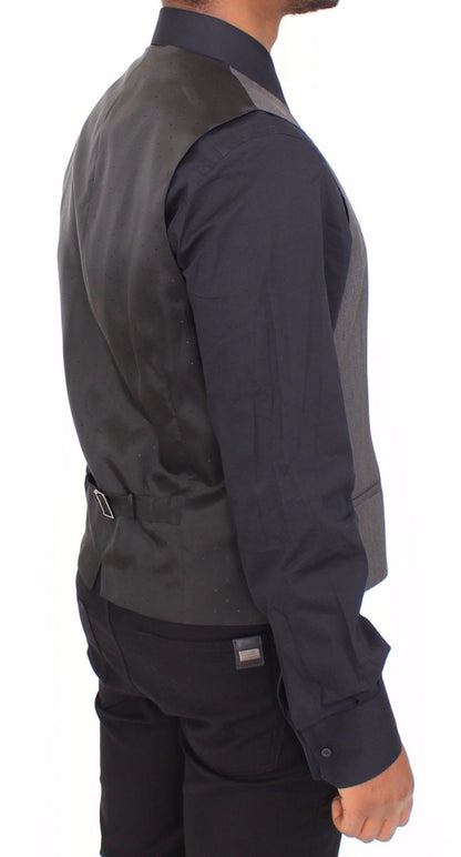 Graue Wolle Stretch Kleid Weste Jacke Blazer
