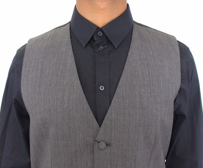 Graue Wolle Stretch Kleid Weste Jacke Blazer