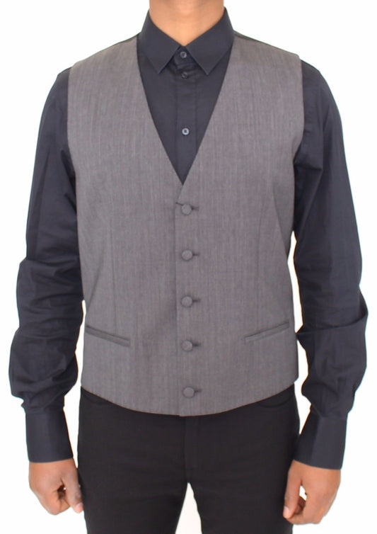 Graue Wolle Stretch Kleid Weste Jacke Blazer