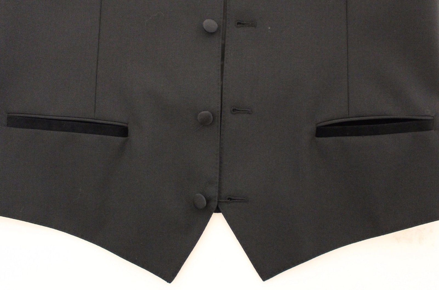 Schwarzes Wolle-Seide-Stretch-Kleid Weste Blazer