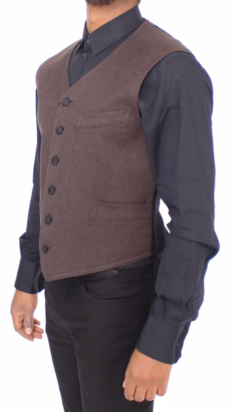 Braunes Baumwollmischung Kleid Weste Gilet