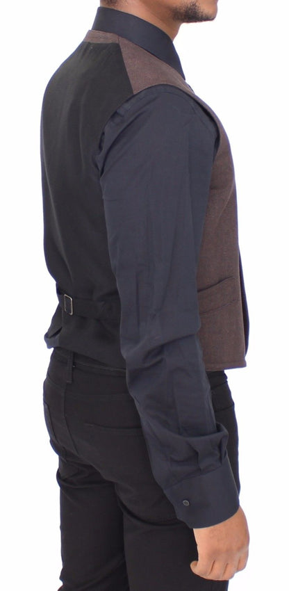 Braunes Baumwollmischung Kleid Weste Gilet