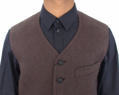 Braunes Baumwollmischung Kleid Weste Gilet