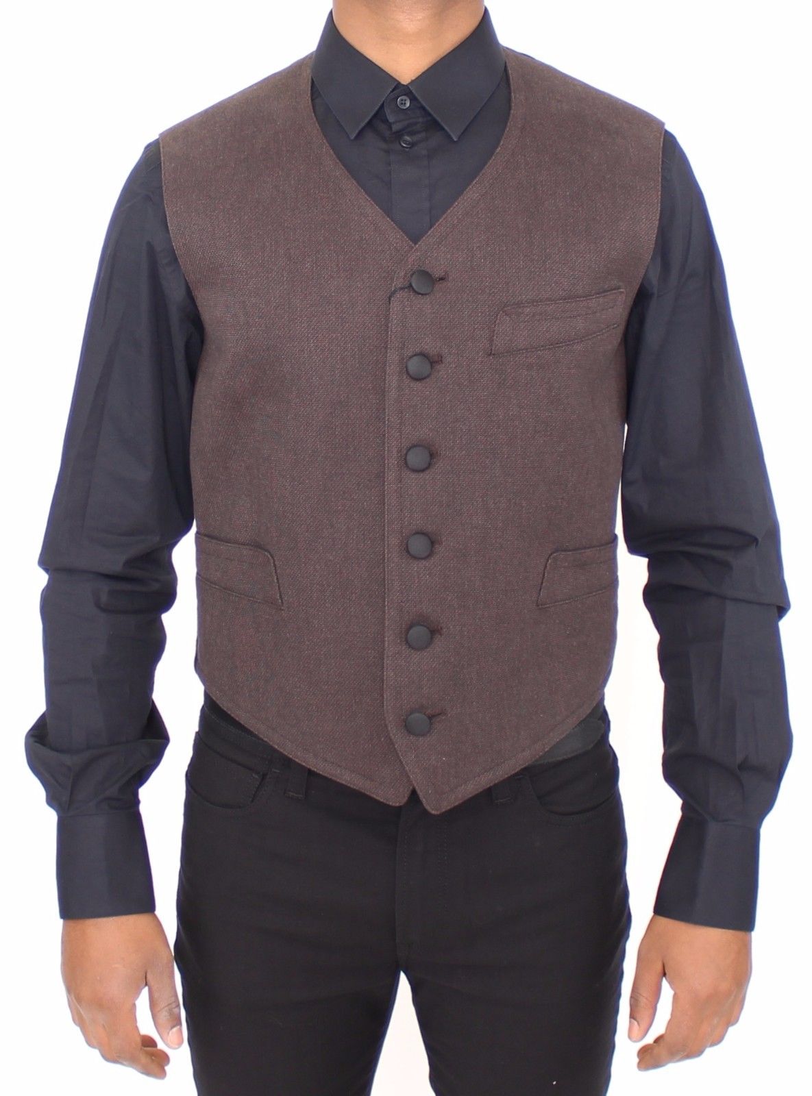 Braunes Baumwollmischung Kleid Weste Gilet