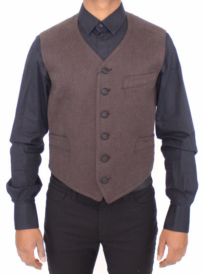 Braunes Baumwollmischung Kleid Weste Gilet