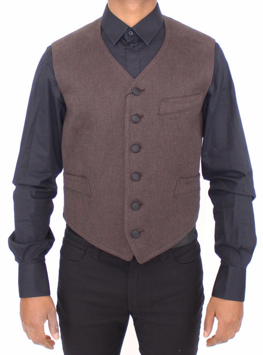 Braunes Baumwollmischung Kleid Weste Gilet
