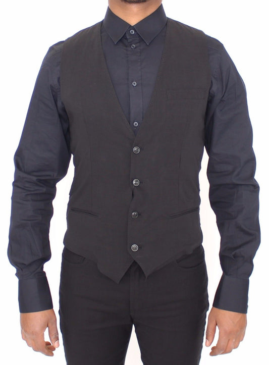 Schwarze Wolle Formal Dress Vest Gilet Jacke