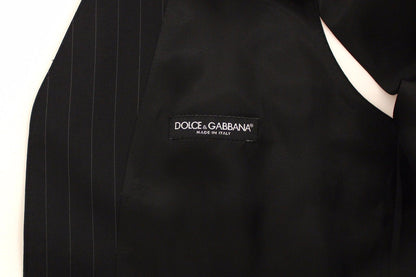 Schwarz gestreiftes Woll-Seiden-Kleid Weste Gilet