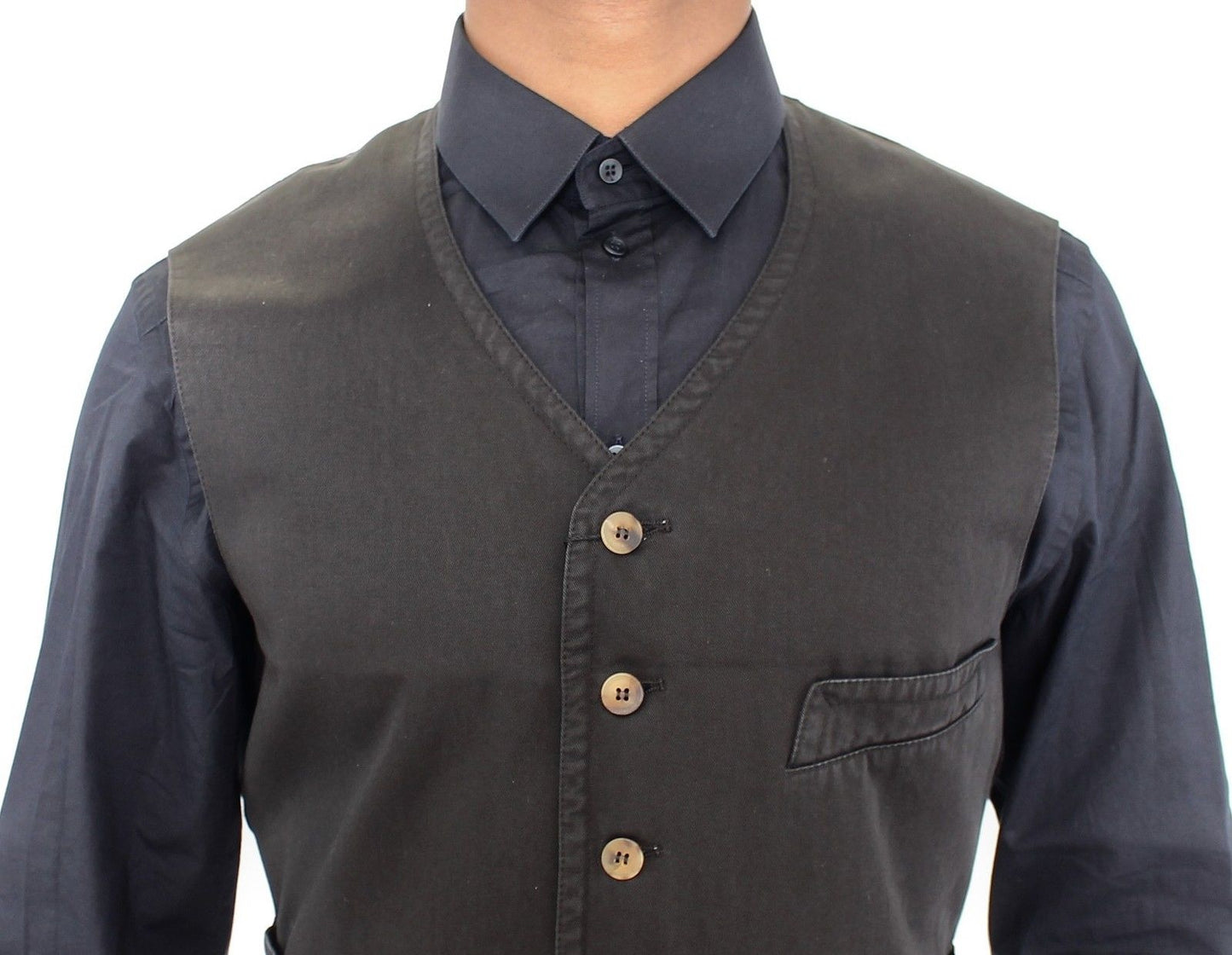 Schwarzes Baumwollmischung Kleid Weste Gilet