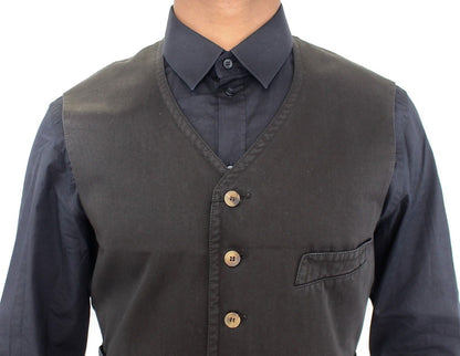 Schwarzes Baumwollmischung Kleid Weste Gilet