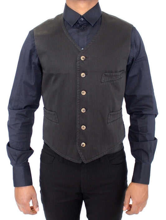 Schwarzes Baumwollmischung Kleid Weste Gilet