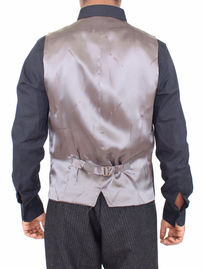 Graues gestreiftes Wollkleid Weste Gilet