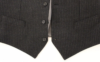 Graues gestreiftes Wollkleid Weste Gilet