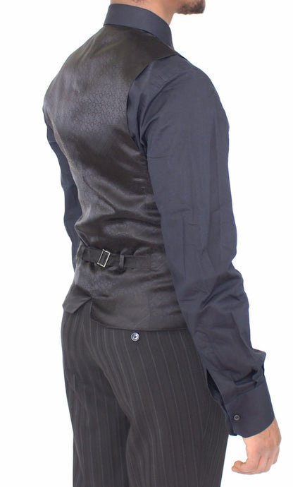 Schwarz gestreiftes Stretchkleid Weste Gilet