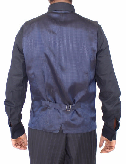 Blau gestreiftes Stretchkleid Weste Gilet