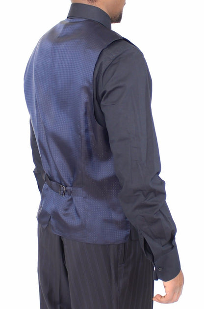 Blau gestreiftes Stretchkleid Weste Gilet