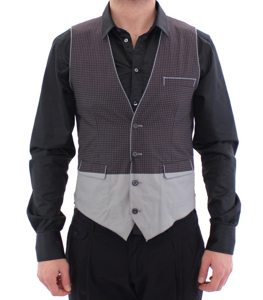 Graues gepunktetes Kleid Weste Gilet Weste