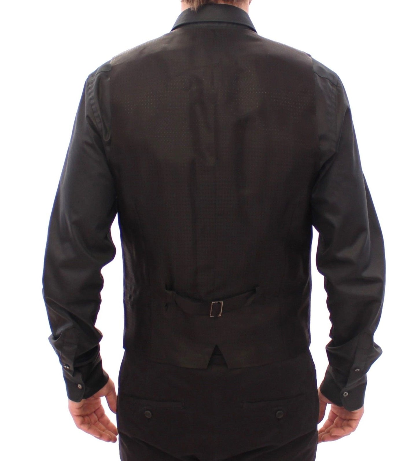 Schwarzes Woll-Seiden-Kleid Weste Gilet