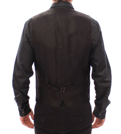 Schwarzes Woll-Seiden-Kleid Weste Gilet
