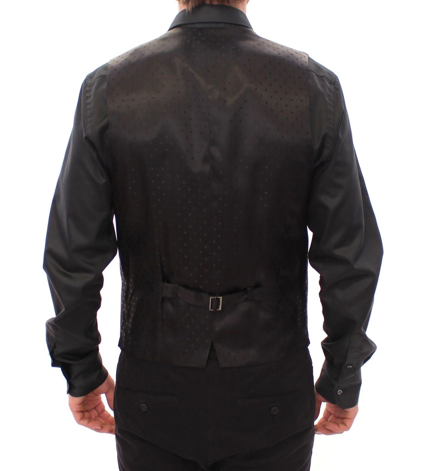 Schwarzes Woll-Seiden-Kleid Weste Gilet