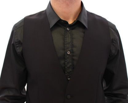Schwarzes Woll-Seiden-Kleid Weste Gilet