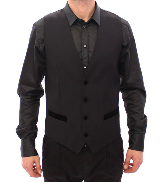 Schwarze Wolle Formal Dress Vest Gilet Weste