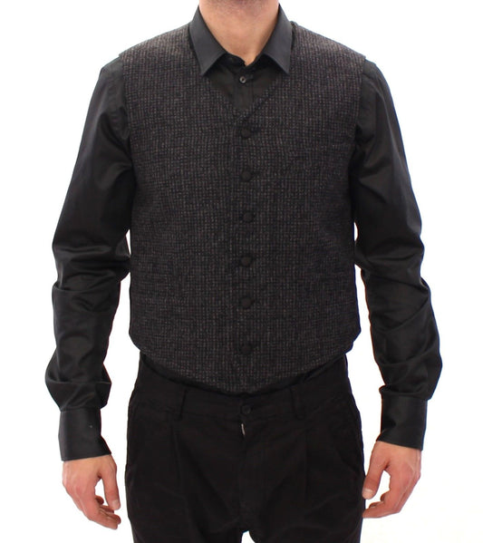 Graue Wollmischung Weste Gilet Weste