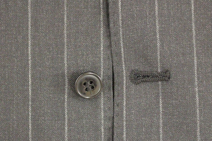 Grau gestreifte Woll-Logo-Weste Gilet Weste