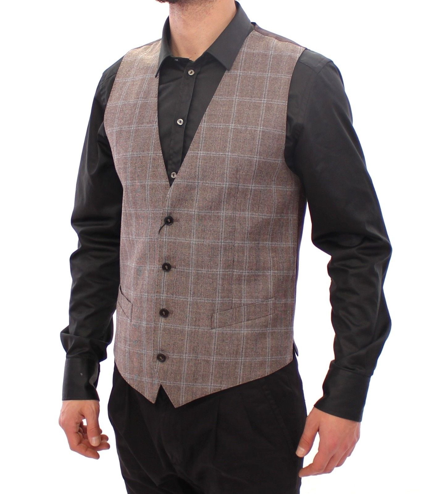 Braune einreihige Wollweste Gilet