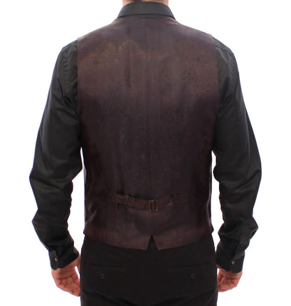 Braune einreihige Wollweste Gilet