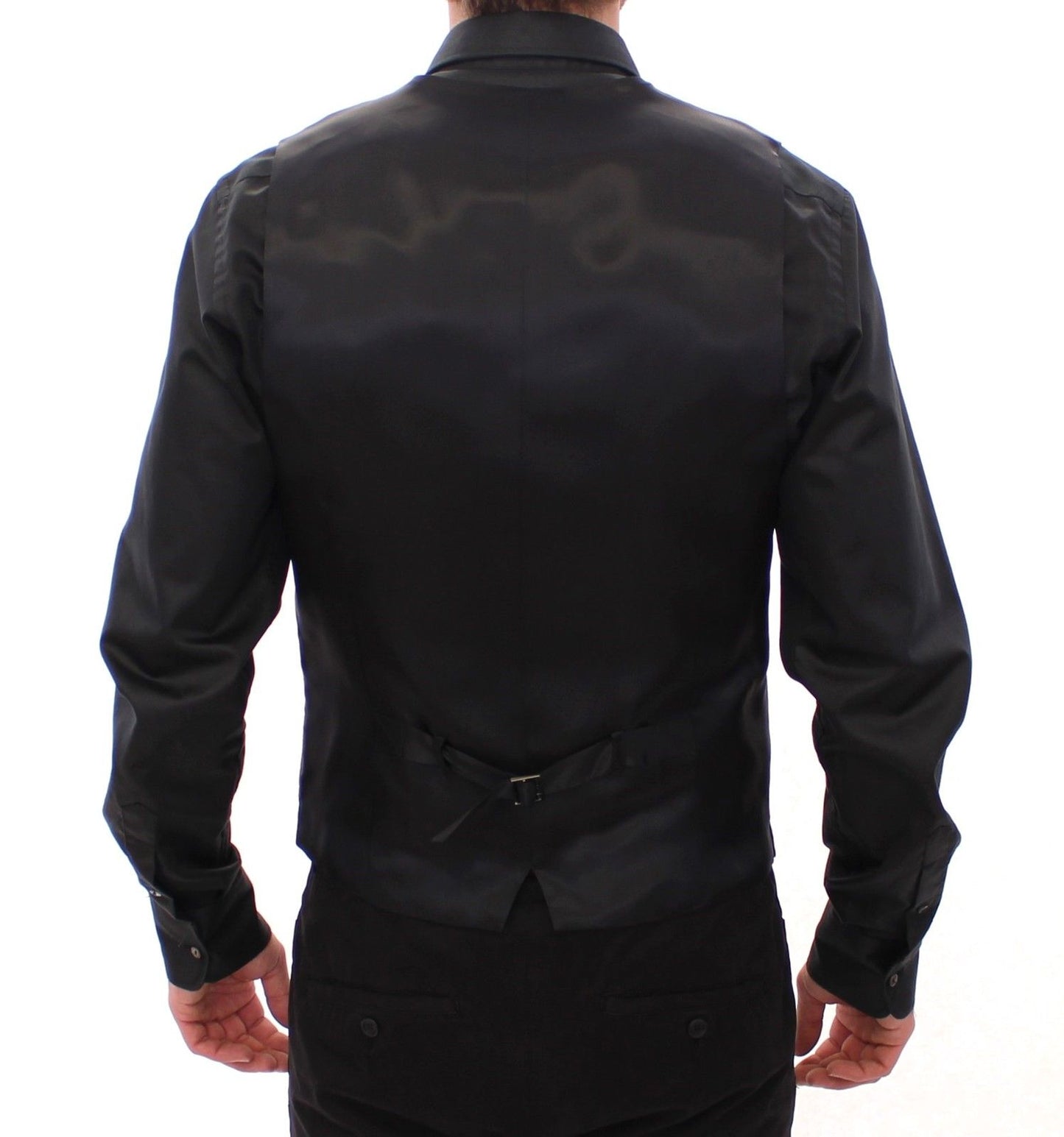 Grau gestreifte Woll-Logo-Weste Gilet Weste