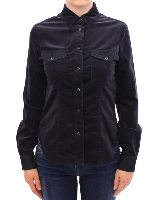 Blaues Stretch-Button-Down-Hemd