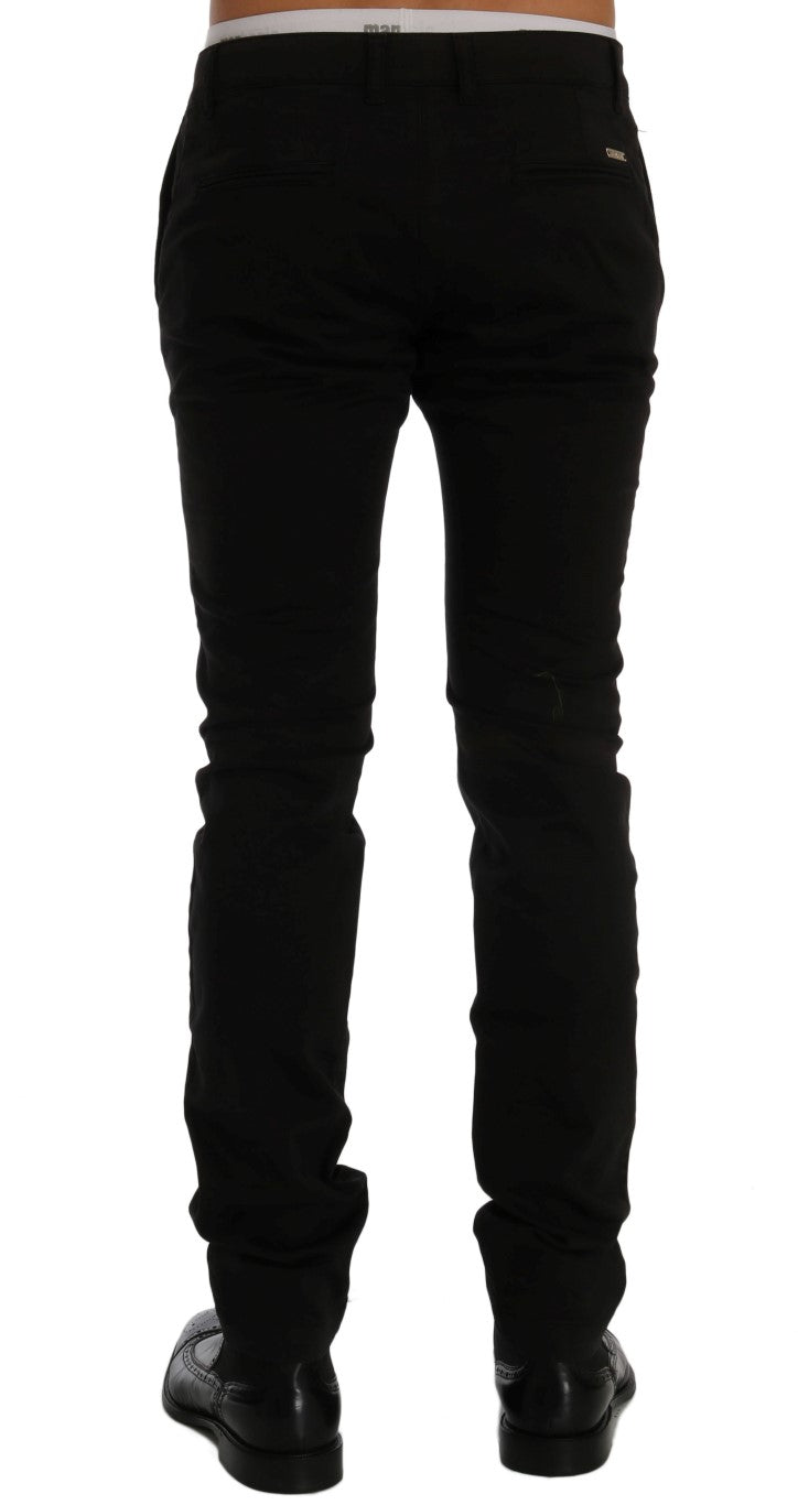 Schwarze Baumwoll-Stretch-Chino-Hose