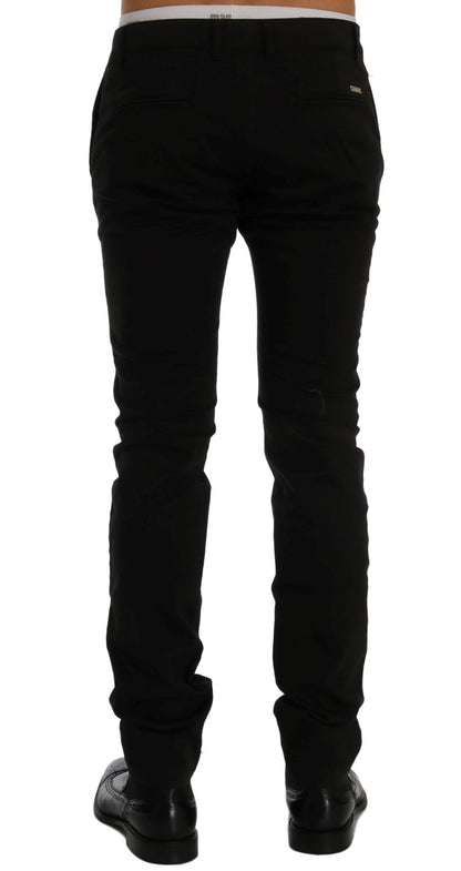 Schwarze Baumwoll-Stretch-Chino-Hose