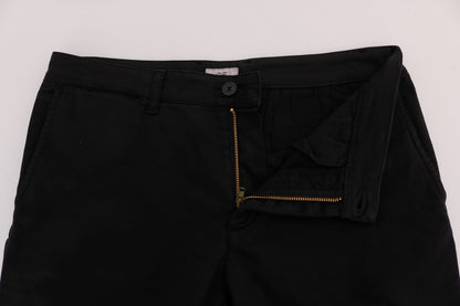 Schwarze Baumwoll-Stretch-Chino-Hose