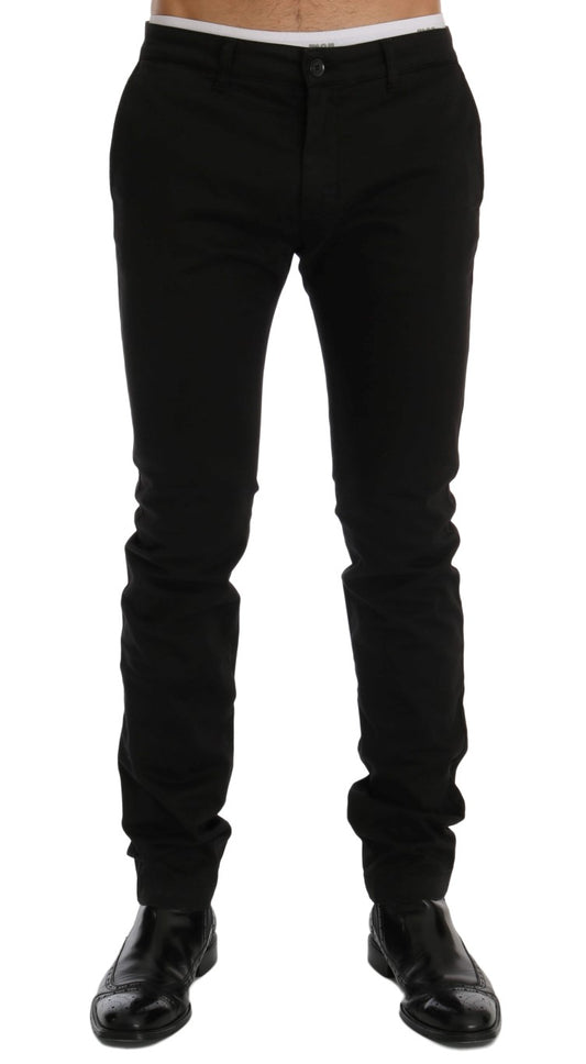 Schwarze Baumwoll-Stretch-Chino-Hose