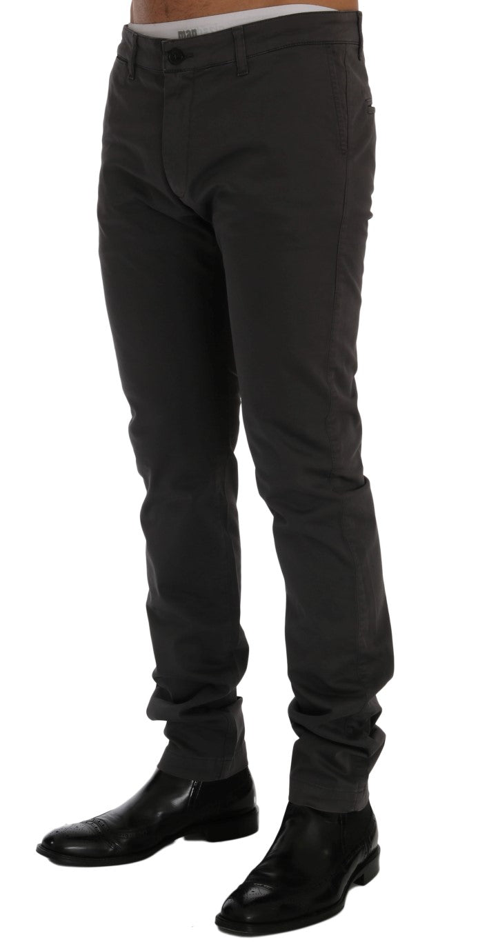 Graue Baumwoll-Stretch-Chino-Hose