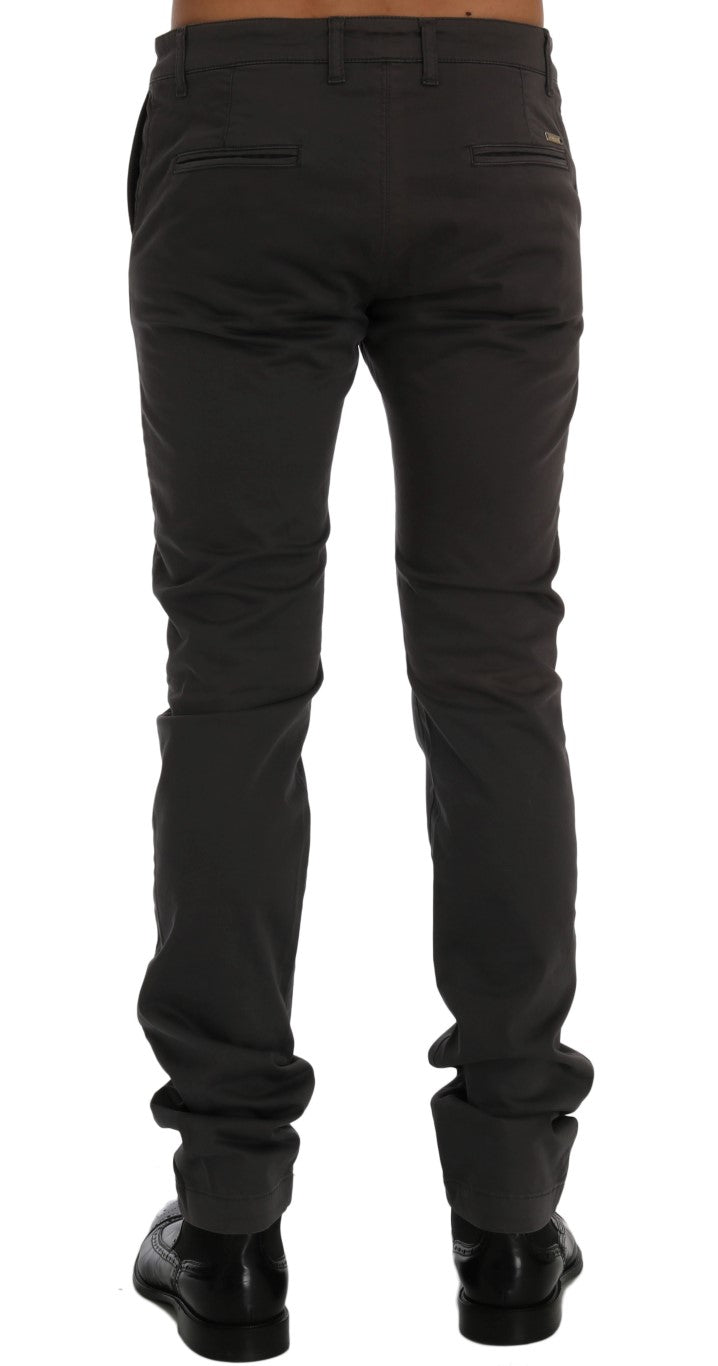 Graue Baumwoll-Stretch-Chino-Hose