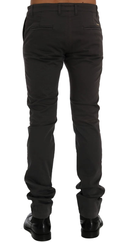 Graue Baumwoll-Stretch-Chino-Hose