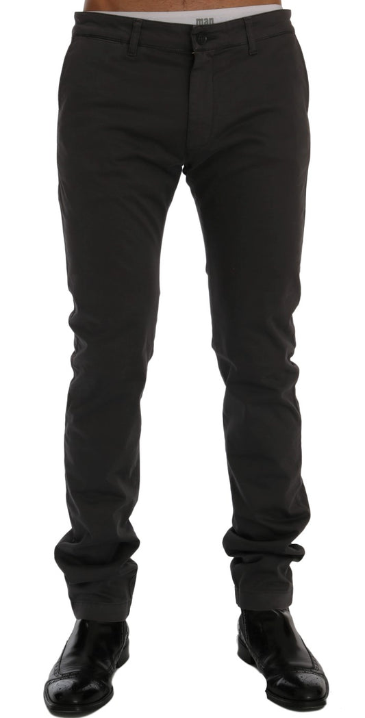Graue Baumwoll-Stretch-Chino-Hose