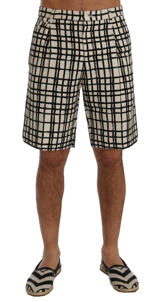 Weiß Schwarz Gestreifte Freizeitshorts