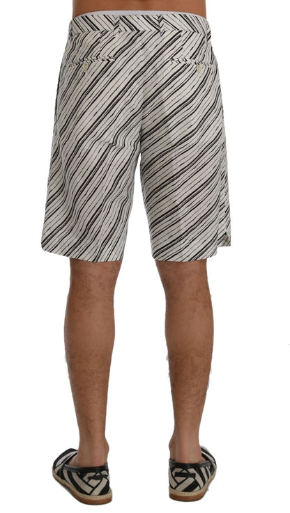 Weiß Schwarz Gestreifte Freizeitshorts