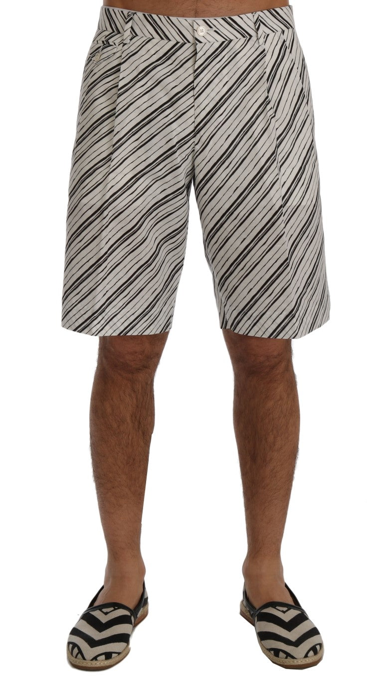 Weiß Schwarz Gestreifte Freizeitshorts