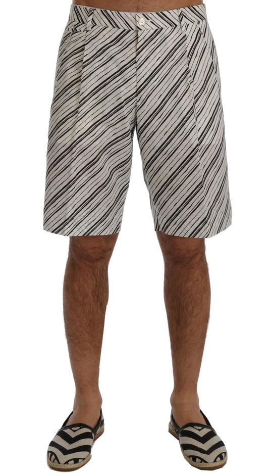 Weiß Schwarz Gestreifte Freizeitshorts