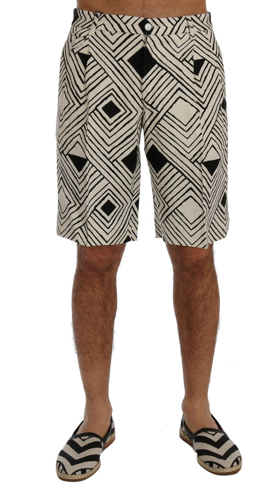 Weiß Schwarz Gestreifte Freizeitshorts