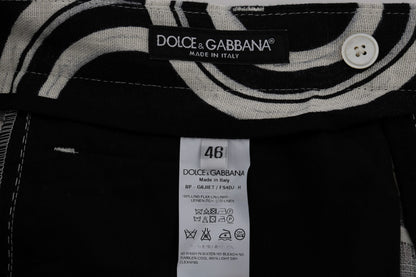 Schwarz-weiß gemusterte Leinen-Shorts