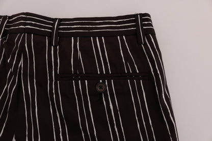 Bordeaux-Weiß gestreifte Hanf Casual Shorts