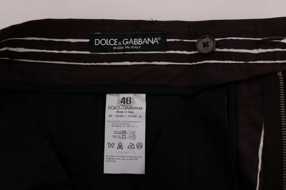 Bordeaux-Weiß gestreifte Hanf Casual Shorts
