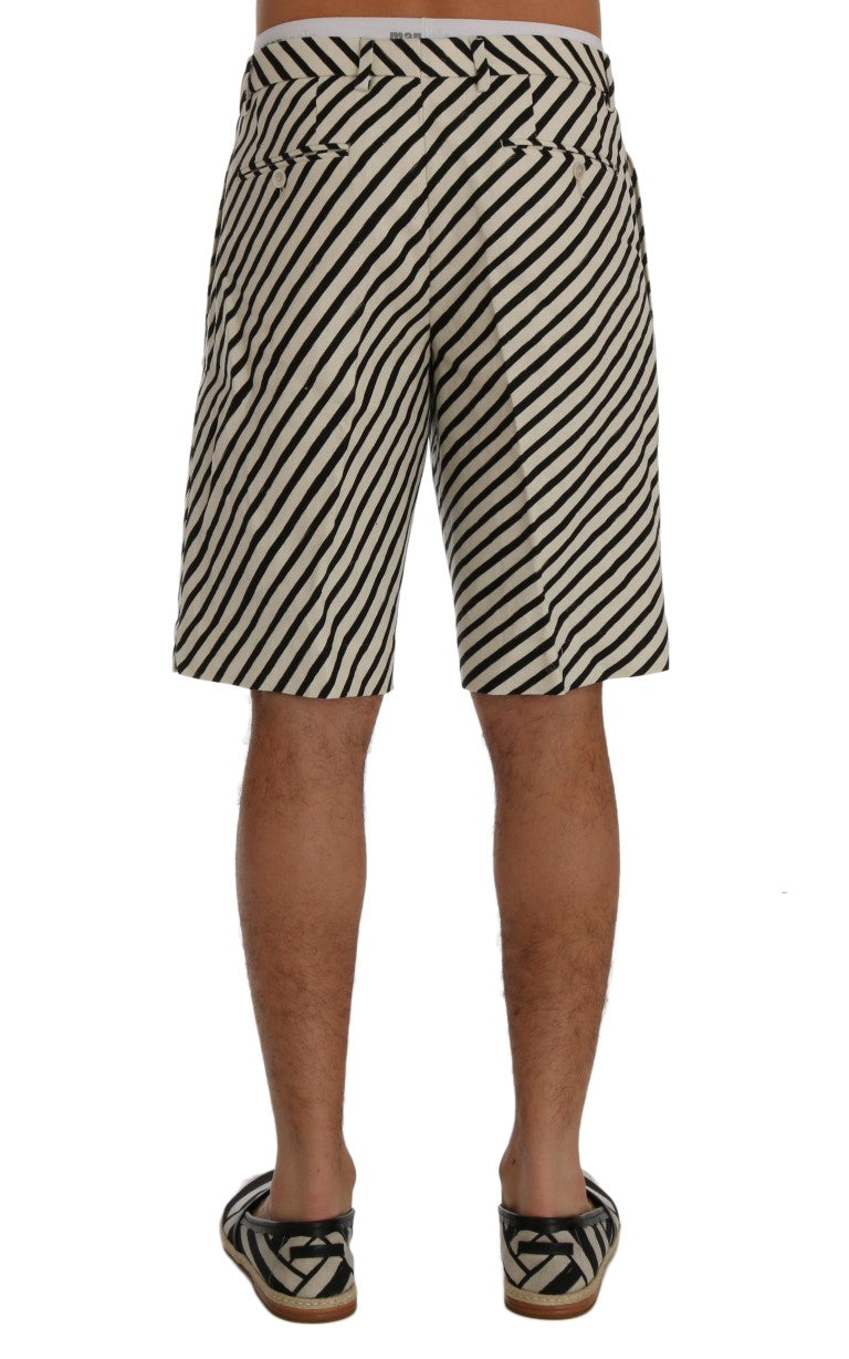 Weiß Schwarz Gestreifte Hanf Casual Shorts