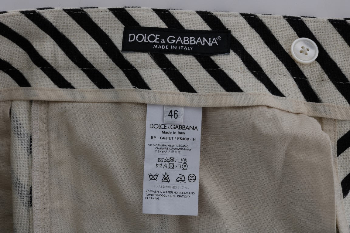 Weiß Schwarz Gestreifte Hanf Casual Shorts